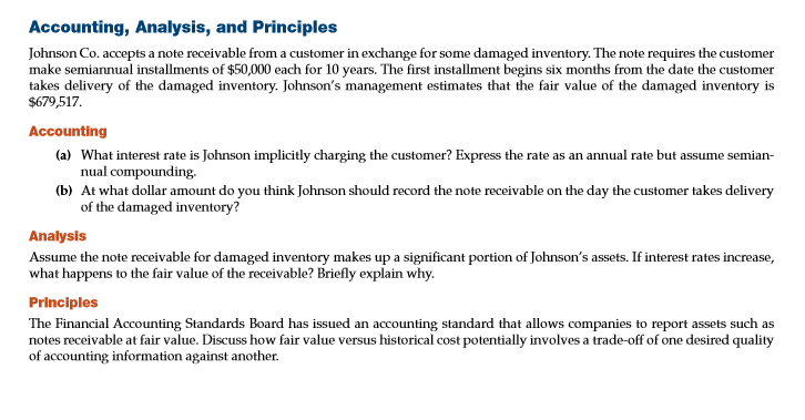  Accounting, Analysis, and Principles ohnsonCoaccepts a note receivable from a customer
