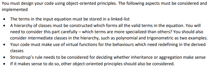 program, it is also important to cover all general specifications and no