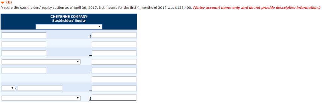 the accounts needed to complete the part below at the bottom. Problem
