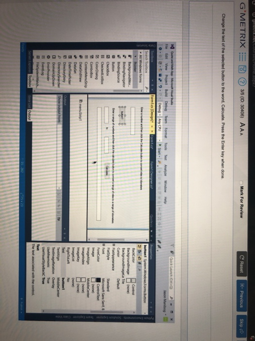  O gimetrix.netCourseS/Home.aspX? G'METRIX E D 3/5 (ID: 30406) AAA C Reset