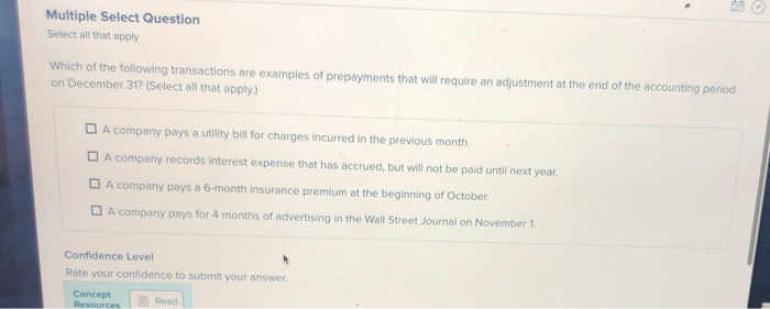  El Multiple Select Question Select all that apply Which of the