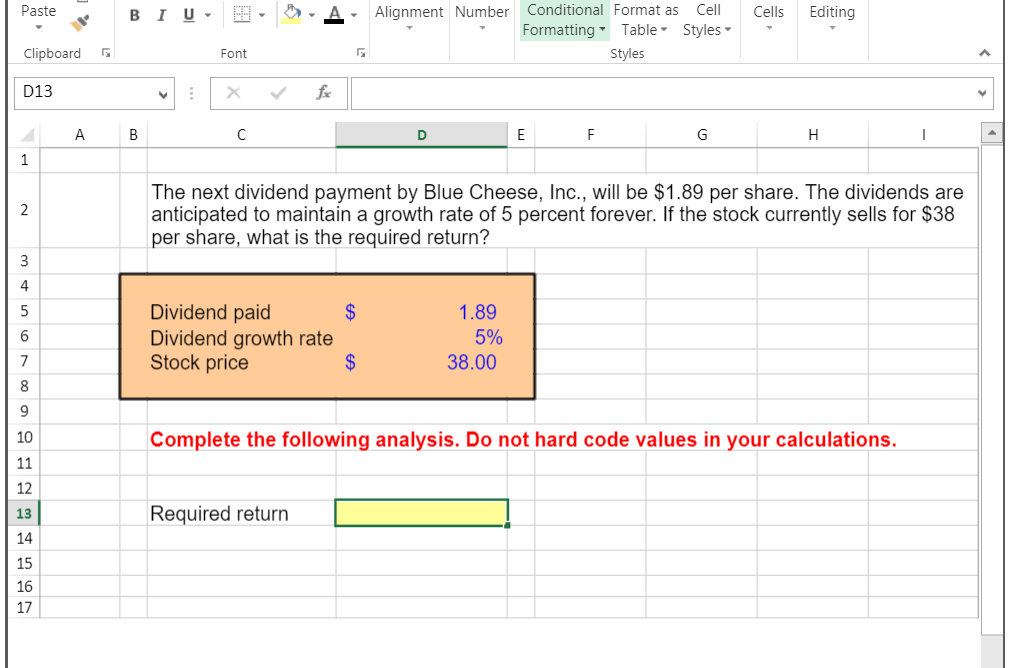 Please reference to the cells to use for the formula to find