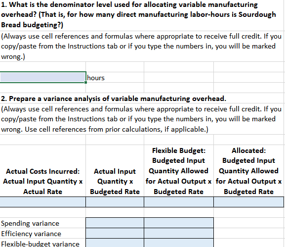 variable manufacturing overhead? (That is, for how many direct manufacturing labor-hours is