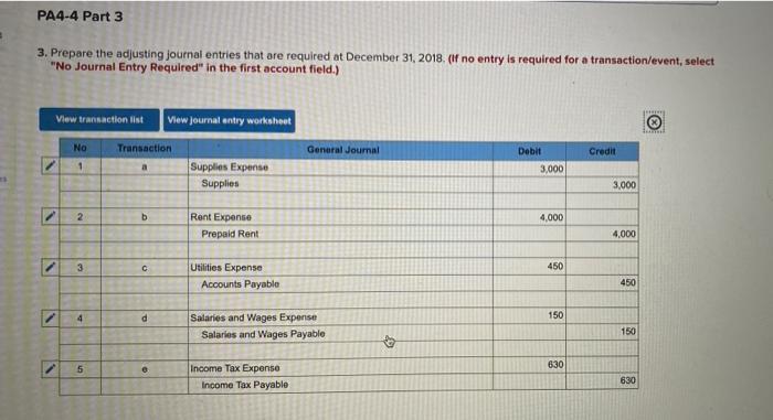 2018, follows, along with information about selected accounts. Account Names Cash Supplies