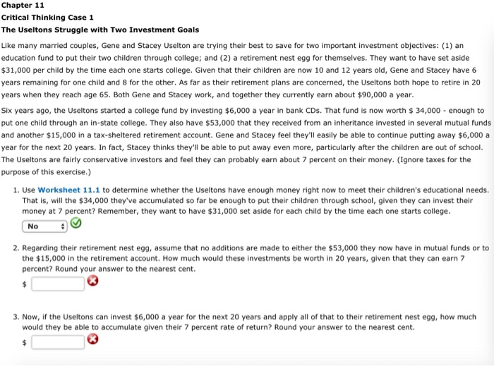  Chapter 11 Critical Thinking Case 1 The Useltons Struggle with Two