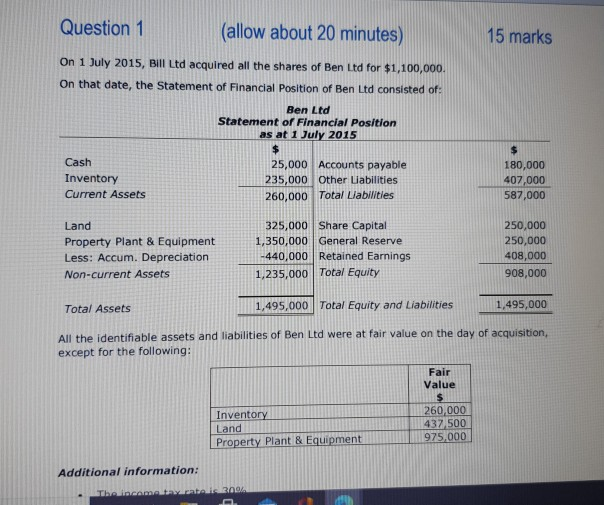 this question is relating consolidation 4 non controlling interests. 15 marks