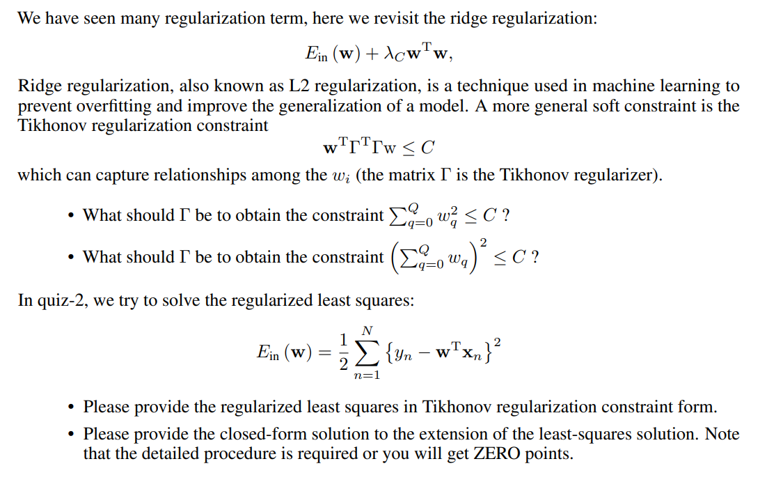  We have seen many regularization term, here we revisit the ridge