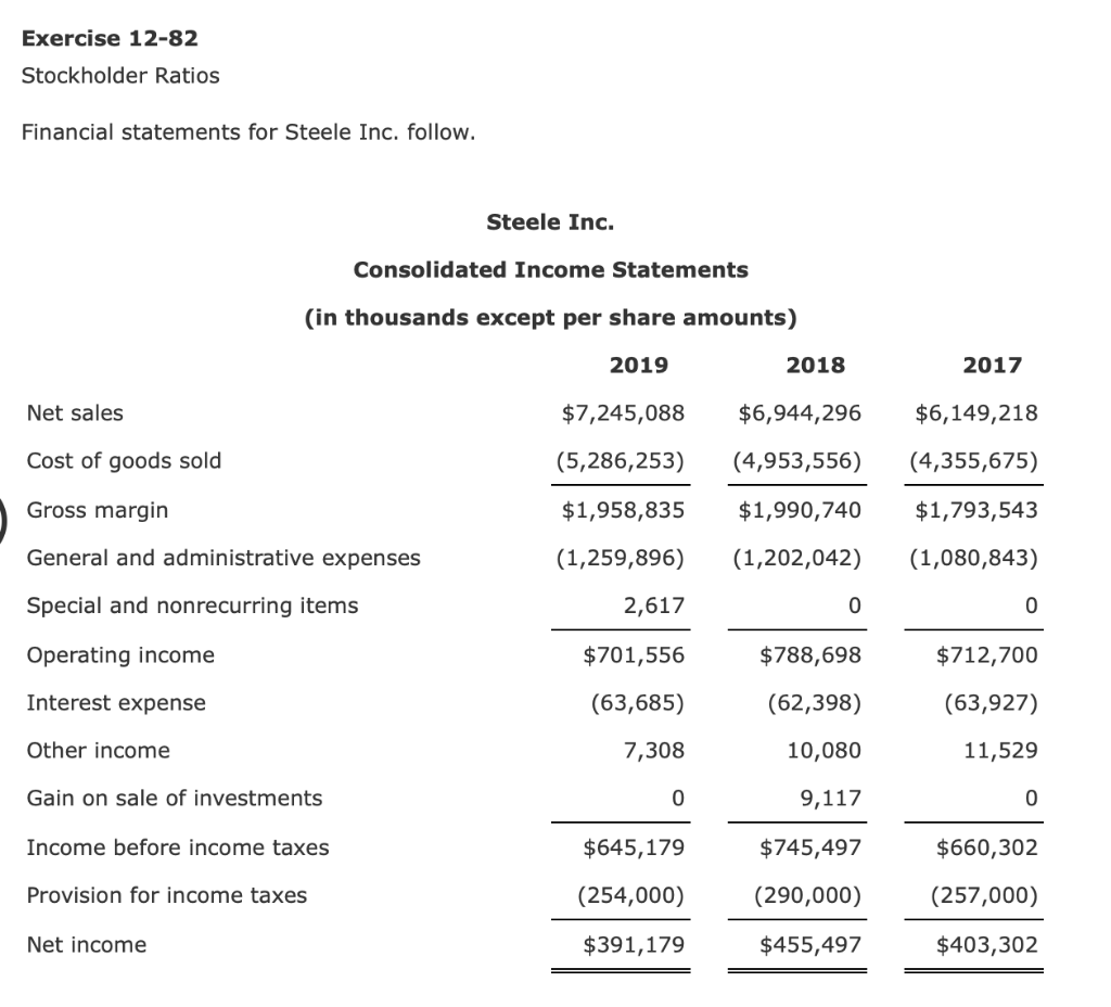 I just need help finding the return on common equity. Exercise