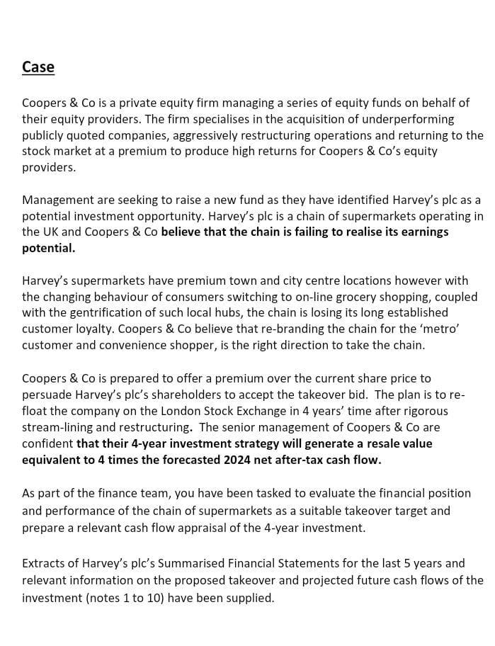 - Required 1a. Undertake a ratio analysis of Harvey's plc based on