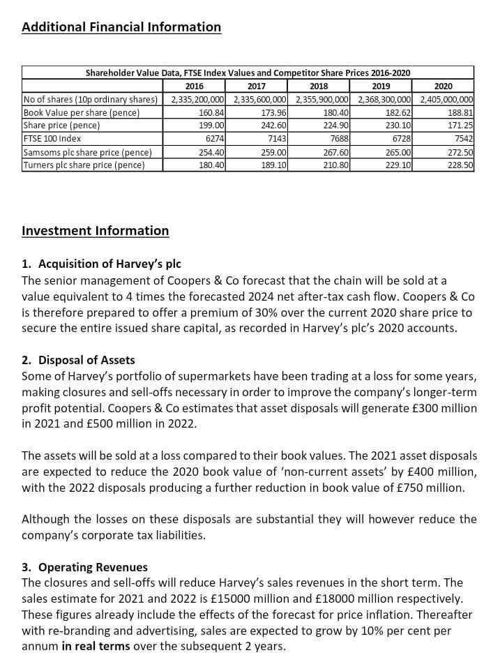 in Harvey's plc's profitability and efficiency, solvency, liquidity and shareholder value. (16