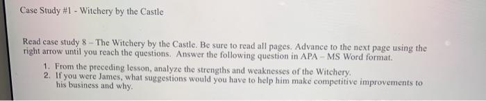  case study Case Study #1 - Witchery by the Castle Read