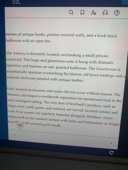 of the Witchery. 2. If you were James, what suggestions would you