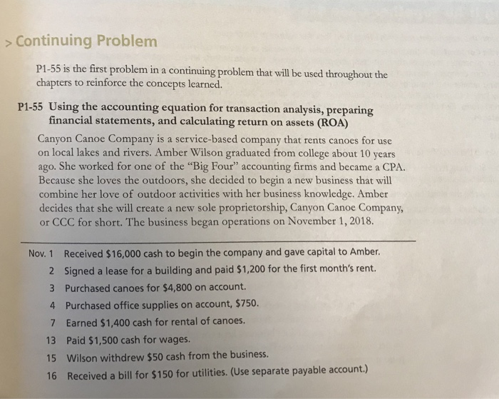  Continuing Problem P1-55 is the first problem in a continuing problem