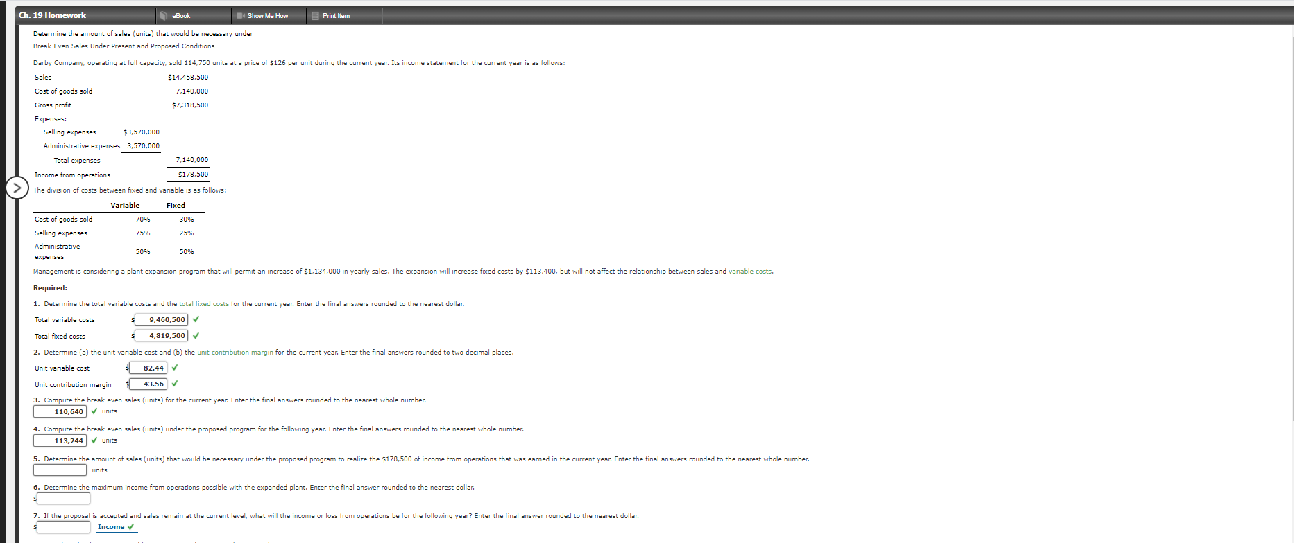 5-7 please Ch. 19 Homework eBook Show Me How E Print Item