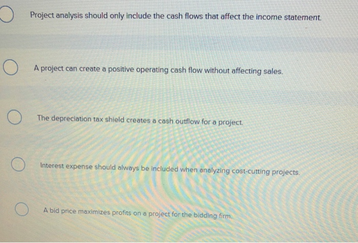 the projec's ife. Changes in the net working copital requirements only affect