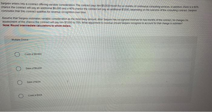 I need help with this question Sanjecv enters into a contract offering