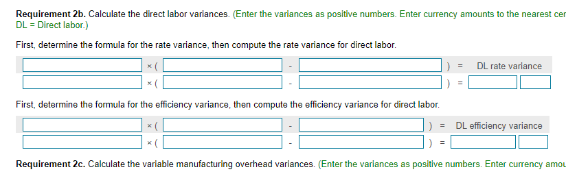 standard cost system and has developed the following standards (one "unit" is