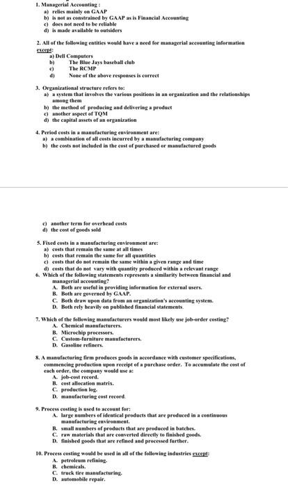 circling a T or an F 1. Direct and indirect materials may