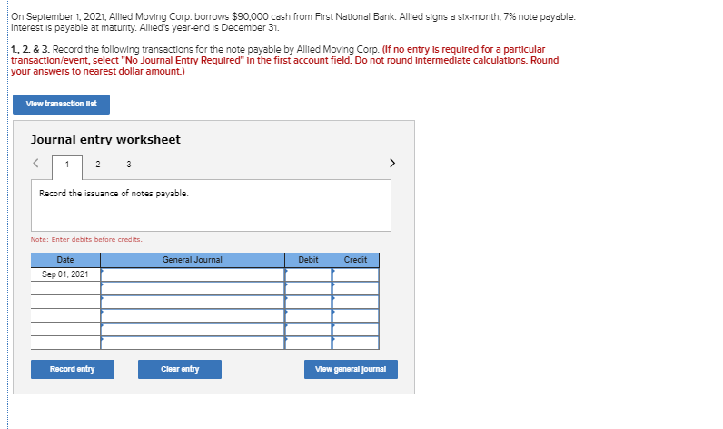  2nd and 3rd Journal Entries: Record the adjusting entry for interest.