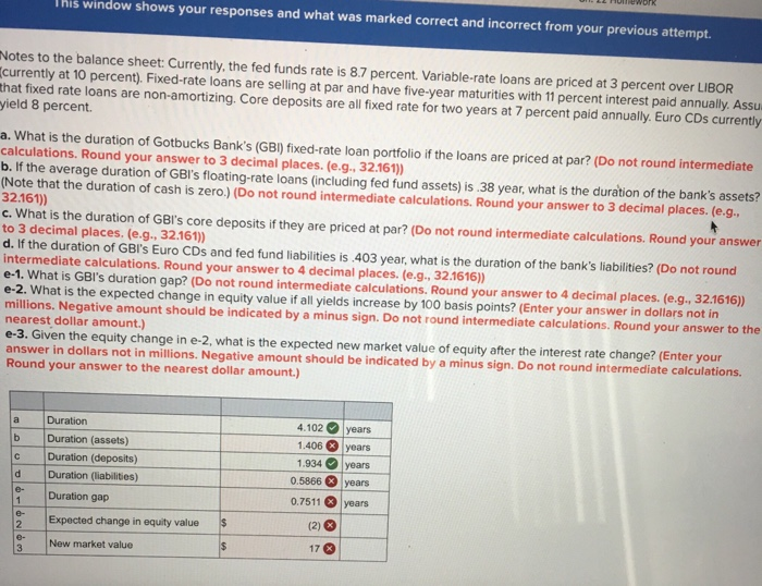 incorrect from your previous attempt. Use the data provided for Gotbucks Bank,