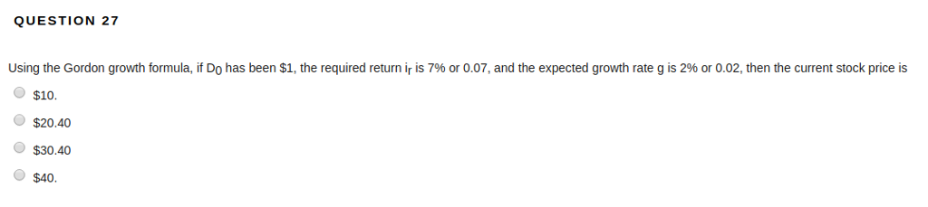 $0.91, the required return r s 10% or 0.10, and the expected