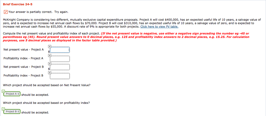  Brief Exercise 24-5 Your answer is partially correct. Try again. McKnight