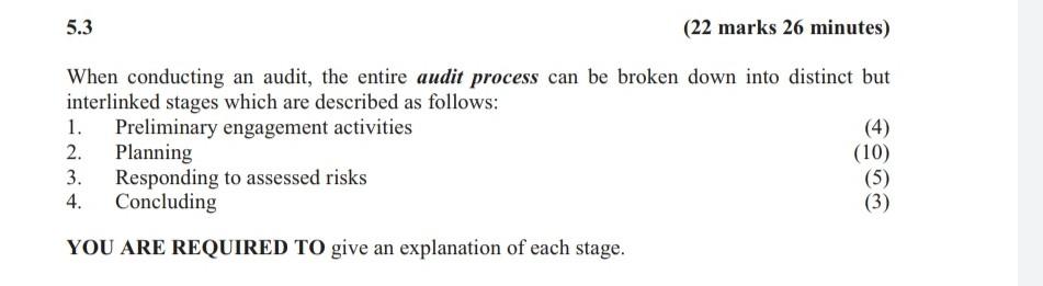  When conducting an audit, the entire audit process can be broken