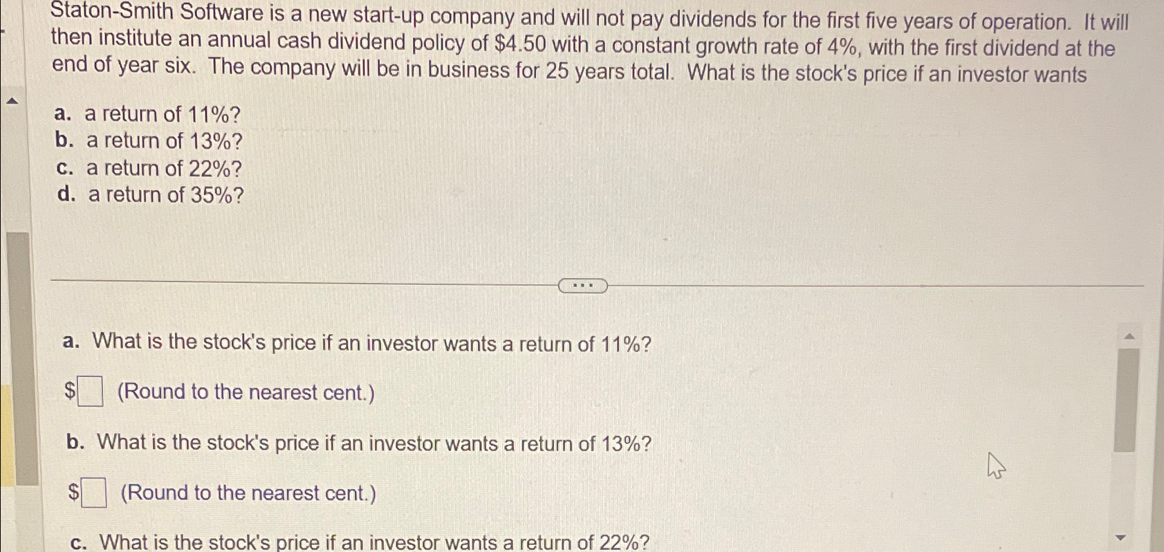  Staton-Smith Software is a new start-up company and will not pay