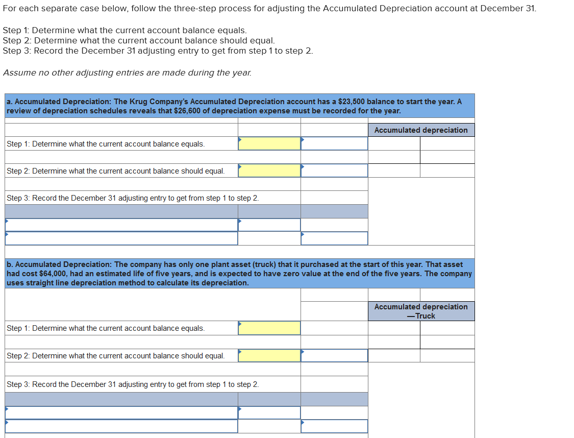 For each separate case below, follow the three-step process for adjusting