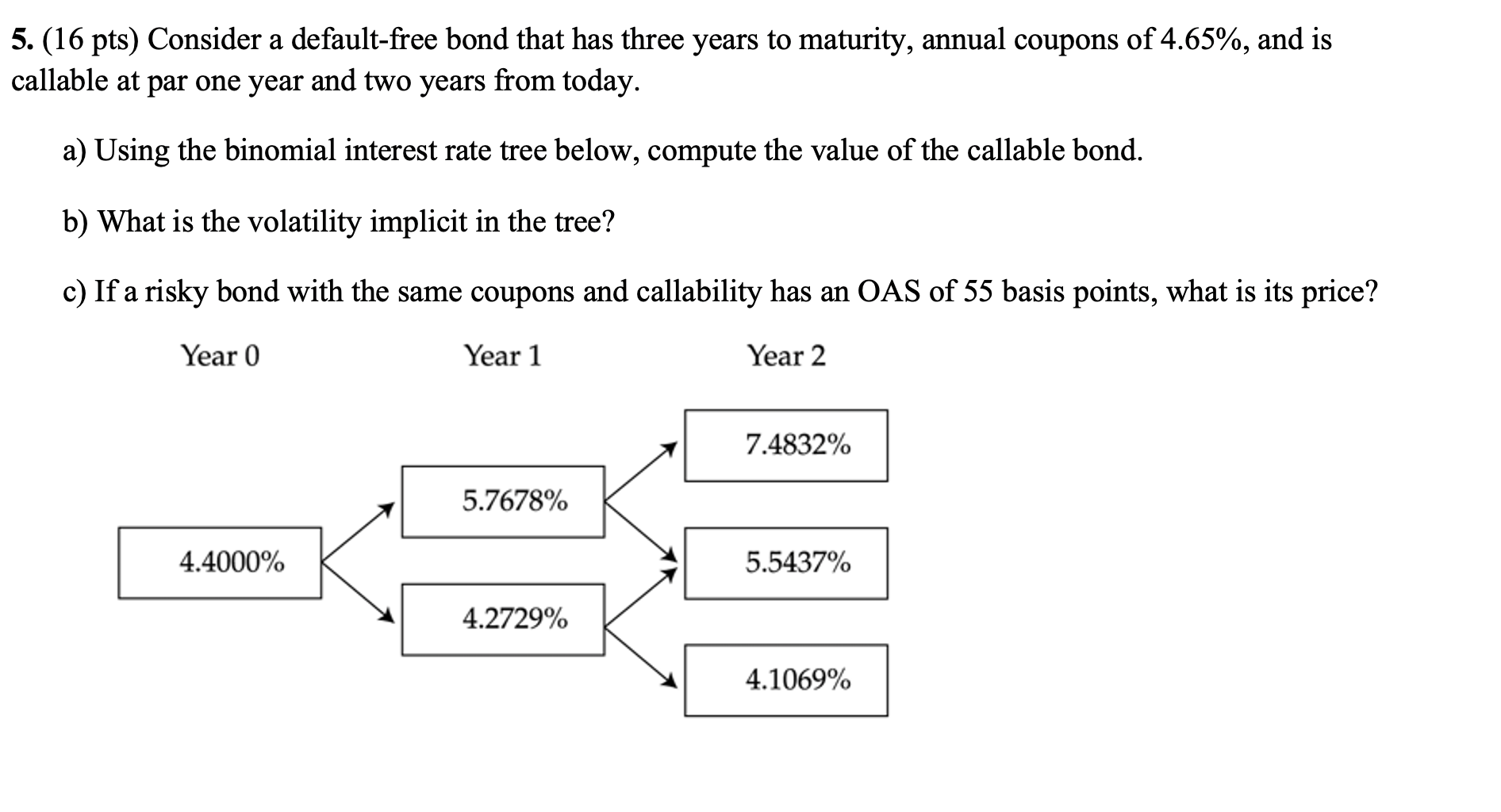 5. (16 pts) Consider a default-free bond that has three years