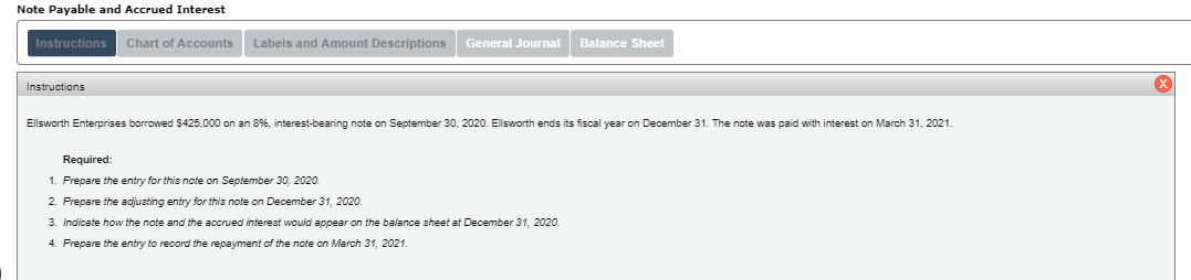  Note Payable and Accrued Interest Labels and Amount Descriptions Instructions General