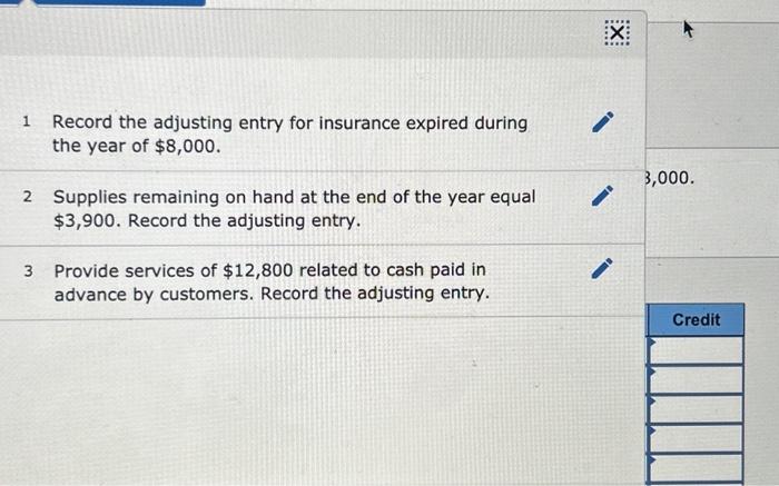 balance. 1 Record the adjusting entry for insurance expired during the year