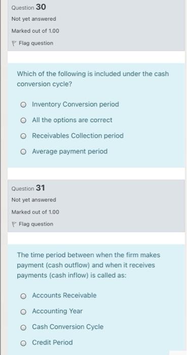 I want a quick solution without explanation Question 30 Not yet answered