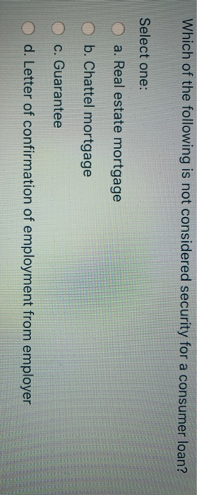 this is an example of a(n): Select one: a. amortised loan b.