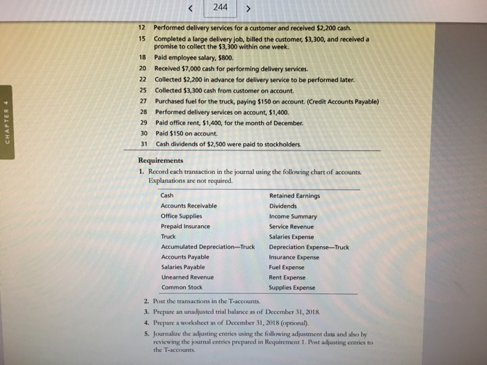 1-4 Murphy Delivery Service completed the following transactions during December 2018: Dec.