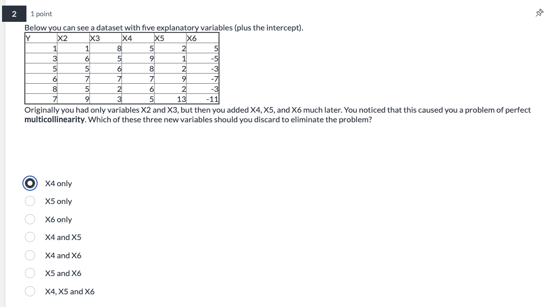 which answer is correct? Below vou can see a dataset with five
