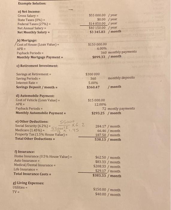 salary $80 000.00/yeara)$ 80 000.00 /year b) cost of home $200 000.00