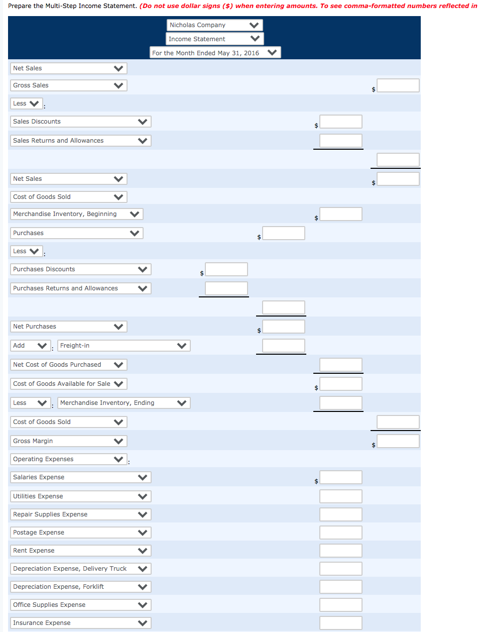 to the account names. Please answer asap. ACC 111 Project 10 Nicholas