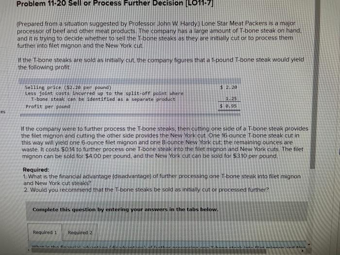  Problem 11-20 Sell or Process Further Decision (LO11-7 (Prepared from a