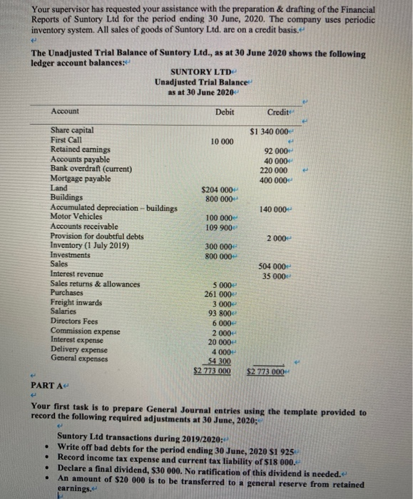  Your supervisor has requested your assistance with the preparation & drafting