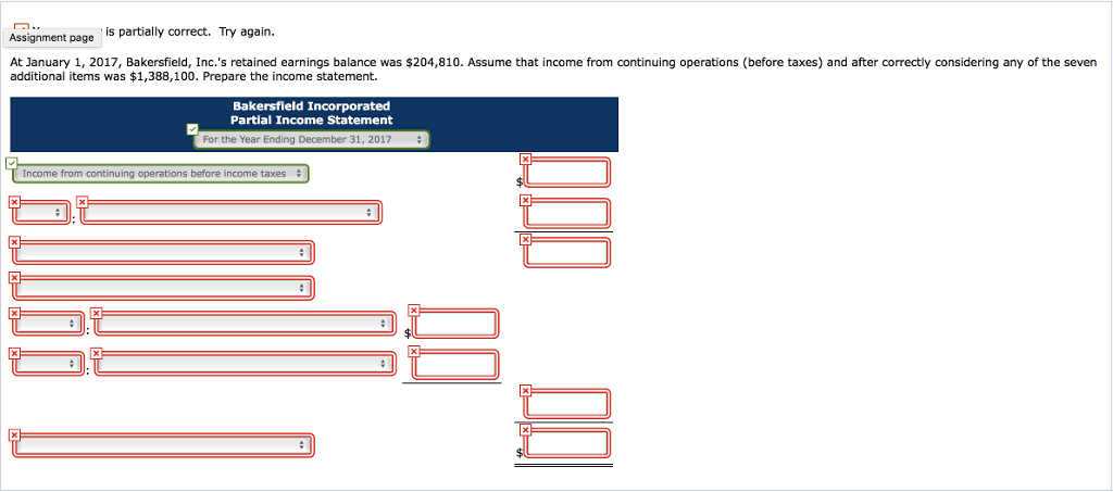 the seven items listed below during the fiscal year ending December 31,