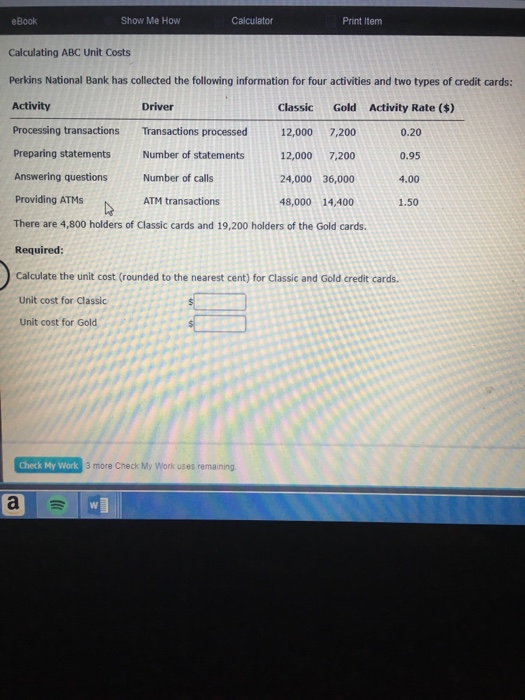  eBook Show Me How Calculator Print Item Calculating ABC Unit Costs