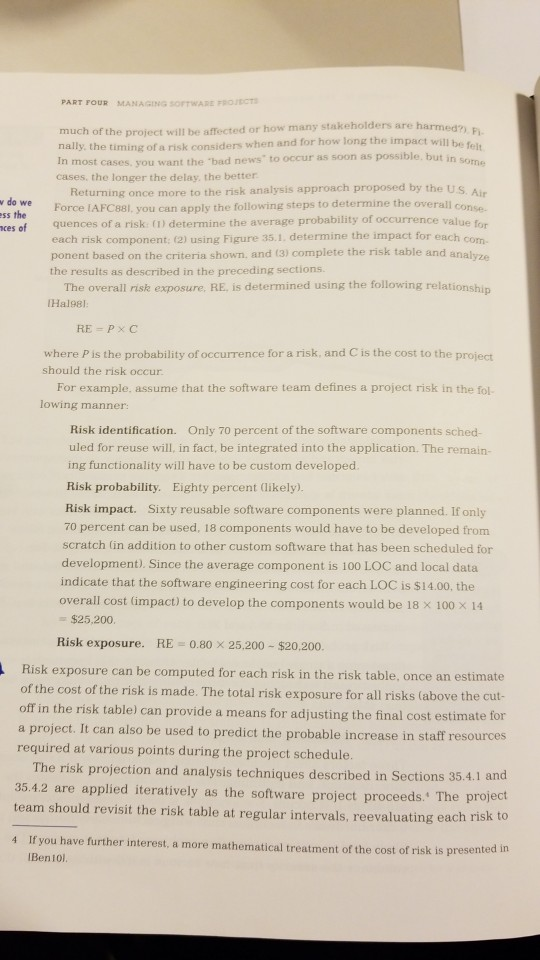 of occurrence is 2 and the cost to the project should the