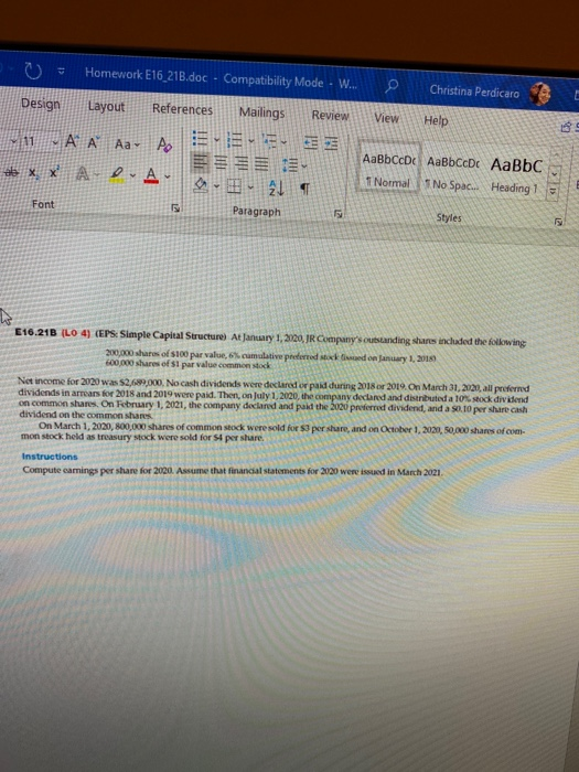  SEU = Homework E16_21B.doc - Compatibility Mode - W... 0 Christina