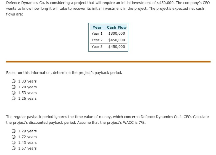  Defence Dynamics Co. is considering a project that will require an