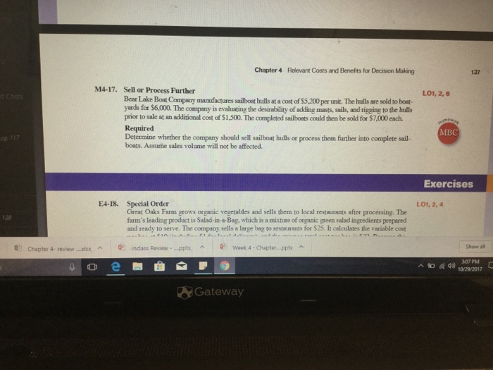  Chapter 4 Relevant Costs and Benefits for Decision Making 137 M4-17.