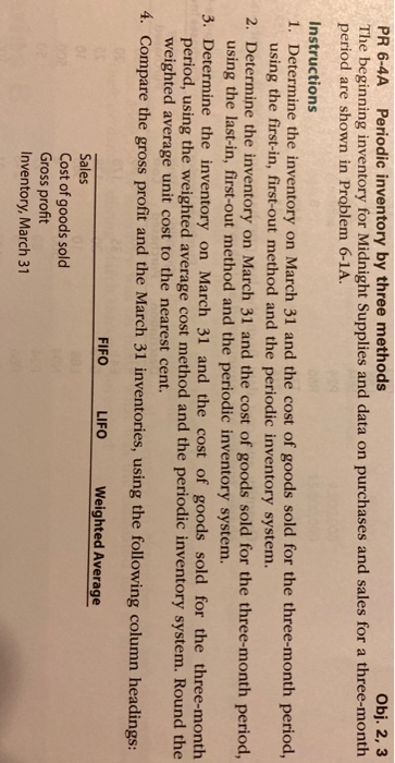 beginning inventory for Midnight Supplies and data on purchases and sales for