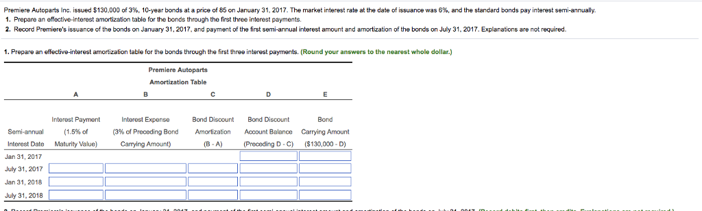 can someone answer this two question? Premiere Autoparts nc. issued $130 000