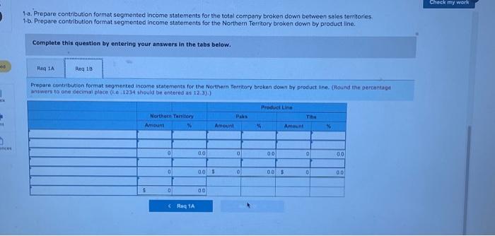 for the Northern Territory broken down by product line. Complete this question