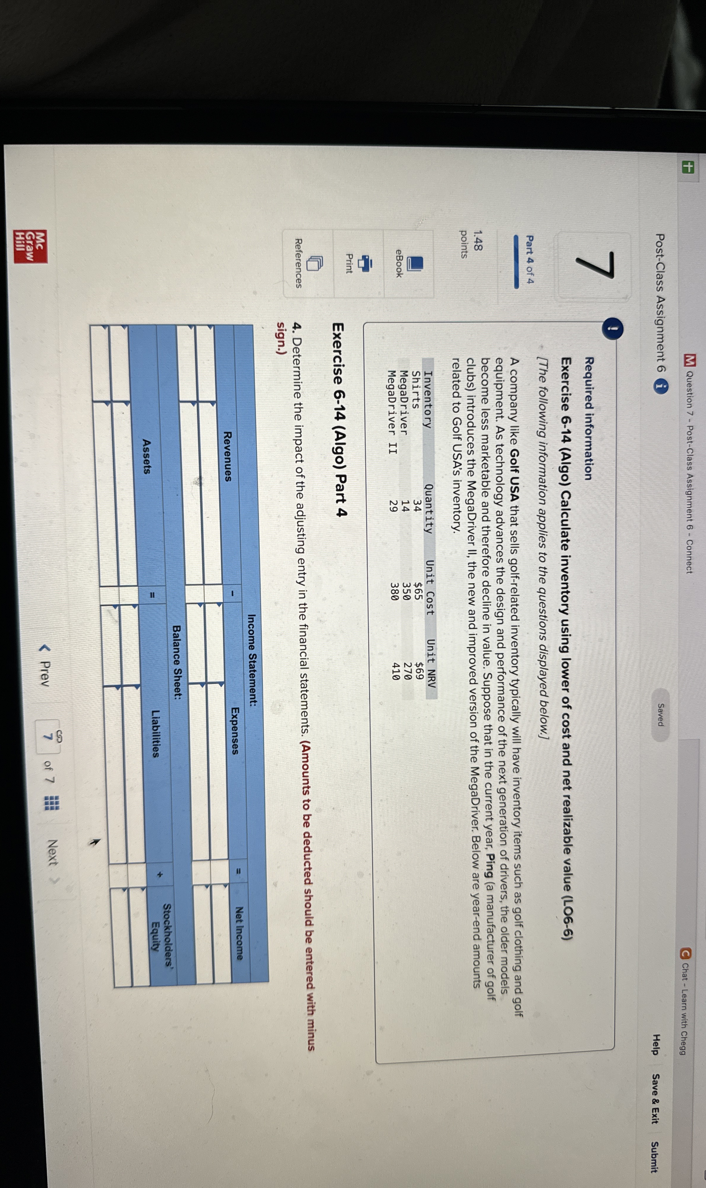  Question 7- Post-Class Assignment 6- Connect Chat - Learn with Chegg